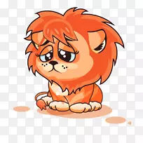 狮子卡通摄影插图-小狮子不满