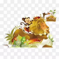 狮子猿猴-卡通狮子猴