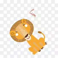 狮子动物动画剪辑艺术-平面卡通动物狮子