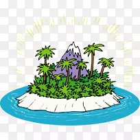 岛屿卡通插图-神秘岛