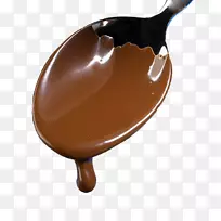 巧克力布丁汤匙滴-巧克力，勺子，滴水