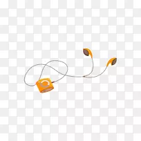 耳机、随身听、橙色耳机和随身听