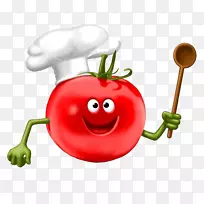 蔬菜水果番茄绘画剪贴画-番茄厨师