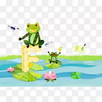 青蛙卡通画插图.水蛙
