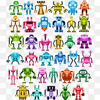 机器人卡通插图-彩色机器人