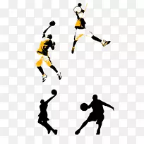 篮球场扣篮夹艺术-黄色篮球运动员图片材料