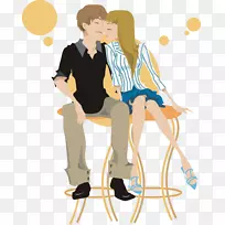 接吻剪贴画-男女椅子上的吻