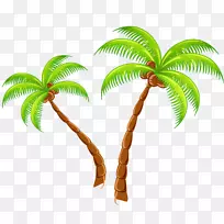 热带岛屿度假胜地剪贴画-椰子树