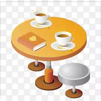 咖啡桌-橙色座位