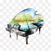 钢琴独奏水彩画壁纸.钢琴水彩画材料