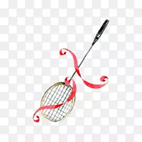 伊福高州立大学体育羽毛球-灰色羽毛球拍和红丝带