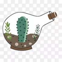 仙人掌科纸结婚邀请函肉质植物素描-烧瓶仙人掌