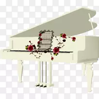 钢琴白钢琴和鲜花
