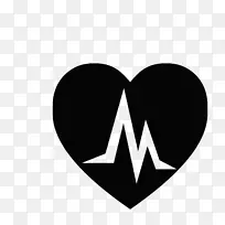 心心电图黑色平面黑色心形心电图标志
