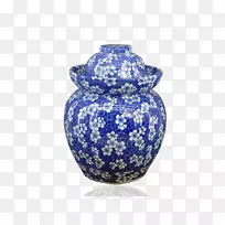 景德镇花瓶陶瓷蓝白陶花瓶