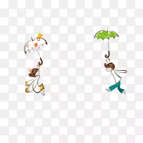 卡通雨伞插画-雨