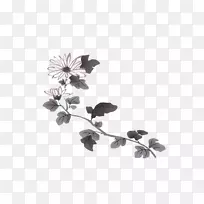 四先生竹梅花菊花-菊花画