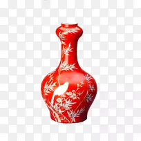 景德镇花瓶陶瓷瓶-红葫芦花瓶