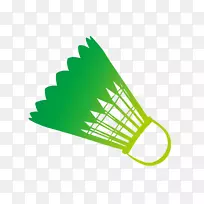 羽毛球运动-卡通手绘绿色梯度羽毛球