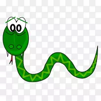 草蛇，光滑的绿色蛇，棕色的树，蛇的剪贴画-大部分卡通绿蛇
