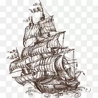 帆船插图.手绘帆船