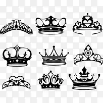 女王伊丽莎白王冠，王后母亲纹身，手绘黑色皇冠