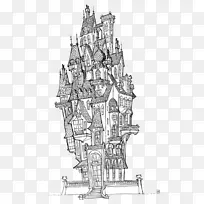 视觉艺术城堡概念艺术绘画插图-城堡