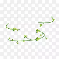 绿色三叶草-绿色手绘三叶草绿色藤蔓装饰图案