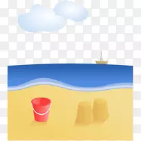 桶透明度和半透明插图.海滩