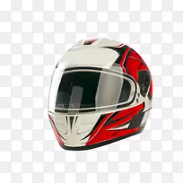 摩托车摩托驱动.红色和白色头盔