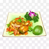 两次煮熟的猪肉，泰国菜，椰菜，菜-番木瓜煮熟的猪肉