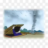 卡通金库龙卷风自然灾害插图-卡通龙卷风地窖