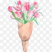 花卉设计水彩画郁金香剪贴画包郁金香