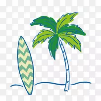 夏威夷冲浪板沙滩剪贴画卡通海滩