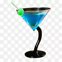 蓝色夏威夷蓝泻湖鸡尾酒装饰马提尼锥形玻璃杯蓝鸡尾酒