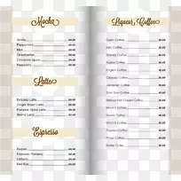 卡布奇诺冰咖啡厅caffxe 8摩卡-老式花边菜单模板