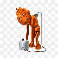 机器人卡通爱宝剪纸橙色充电机器人