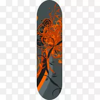 平面设计滑板标志插图-橙色棒滑板
