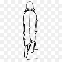 黑白剪影卡通插图-一支简单的笔，一个人的背
