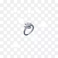 戒指银身穿孔珠宝图案-星型钻石戒指