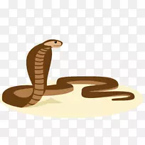 蛇爬行动物卡通插图-棕色蛇