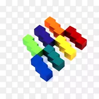 立方体玩具块彩色偏移色创意立方体