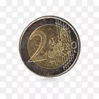 2欧元硬币，钱币，摄影货币-古董硬币
