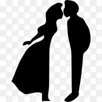 亲吻剪影亲密关系剪贴画-男人和女人，亲吻，跳舞