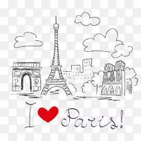 艾菲尔铁塔建筑图纸-巴黎著名手绘建筑材料图片下载