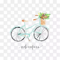 自行车绘画自行车水彩画剪贴画自行车