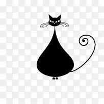 黑猫小猫剪贴画-可爱的卡通黑猫