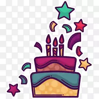 生日蛋糕卡通剪贴画-紫色卡通生日蛋糕