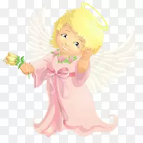 天使可爱剪贴画-花与天使