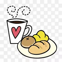 早餐咖啡食物面包夹艺术卡通可爱早餐
